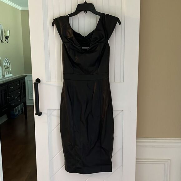Zara Black Faux Leather Pencil Dress - Picture 2 of 9